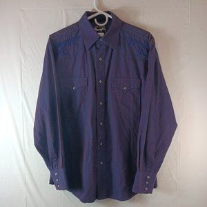 Wrangler 75926WN Iridescent Embroidered Purple pearl snap Size M Shirt